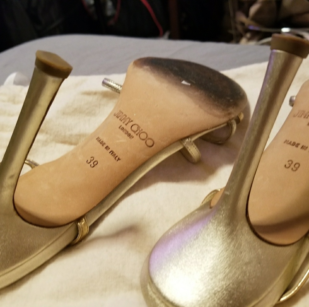 Jimmy Choo Gold Strappy Heels - Picture 4 of 4